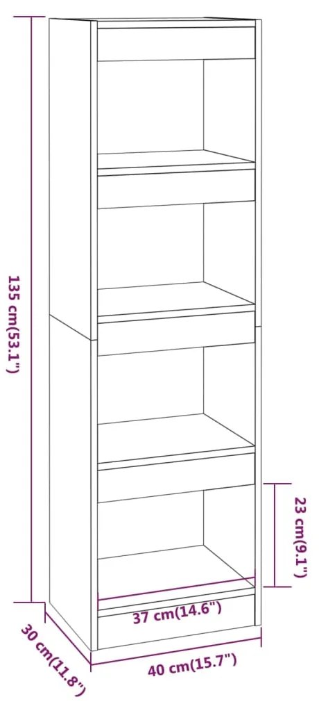 Estante/divisória 40x30x135 cm cor sonoma cinza