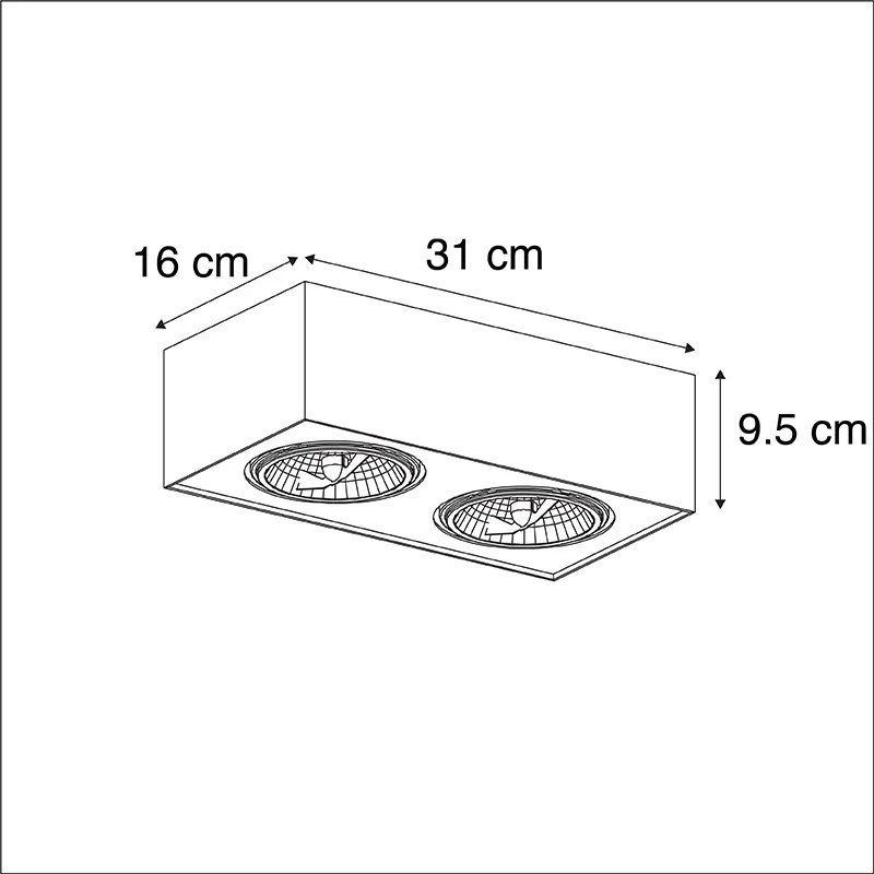 Foco quadrado preto 2 luzes - Kaya Moderno