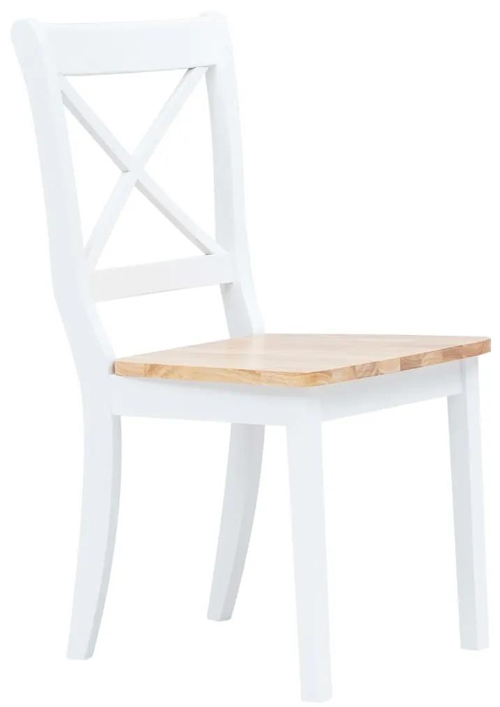 Cadeiras de jantar 2pcs seringueira maciça branco/madeira clara