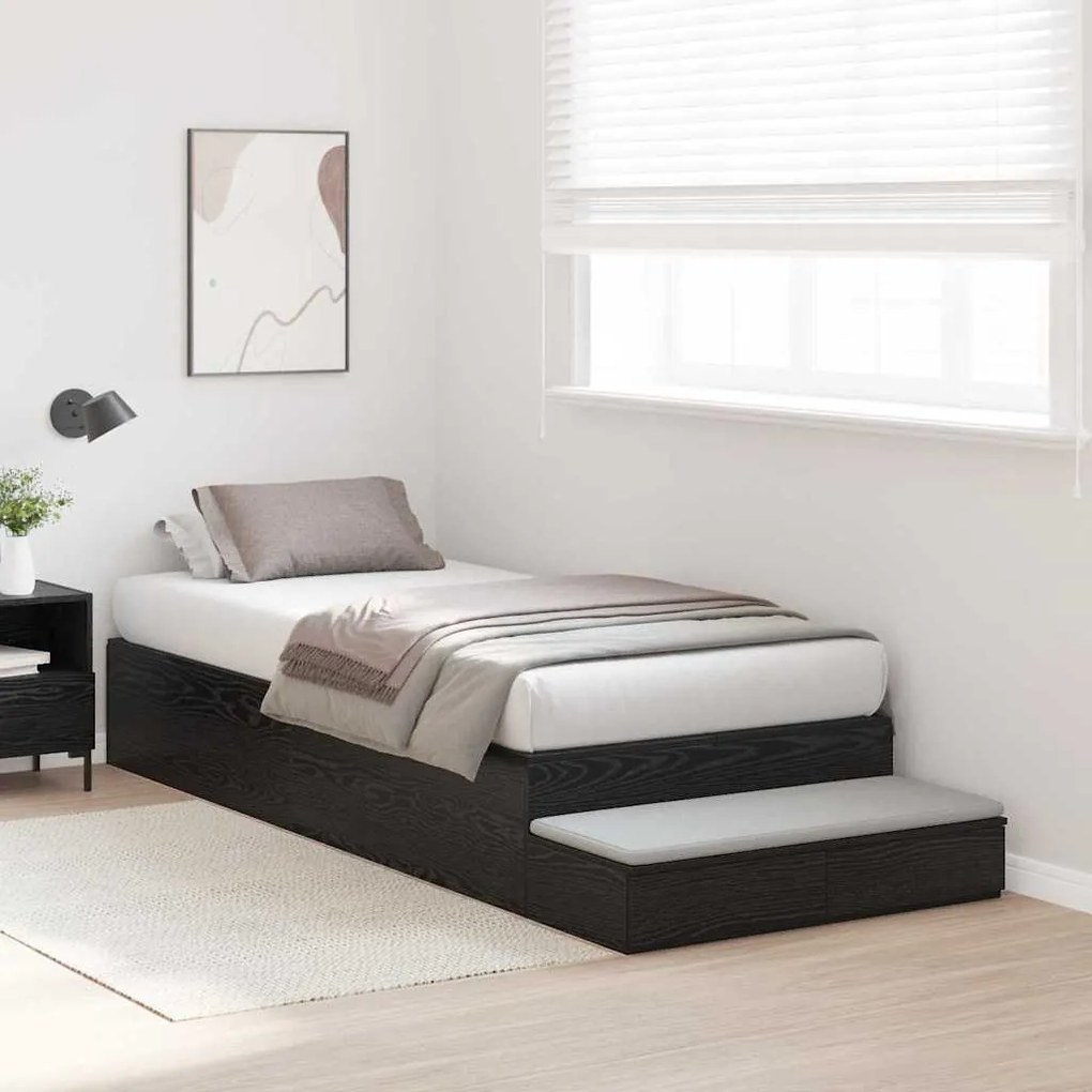 Estrutura de Cama Storage Madeira Negra 90x200 cm