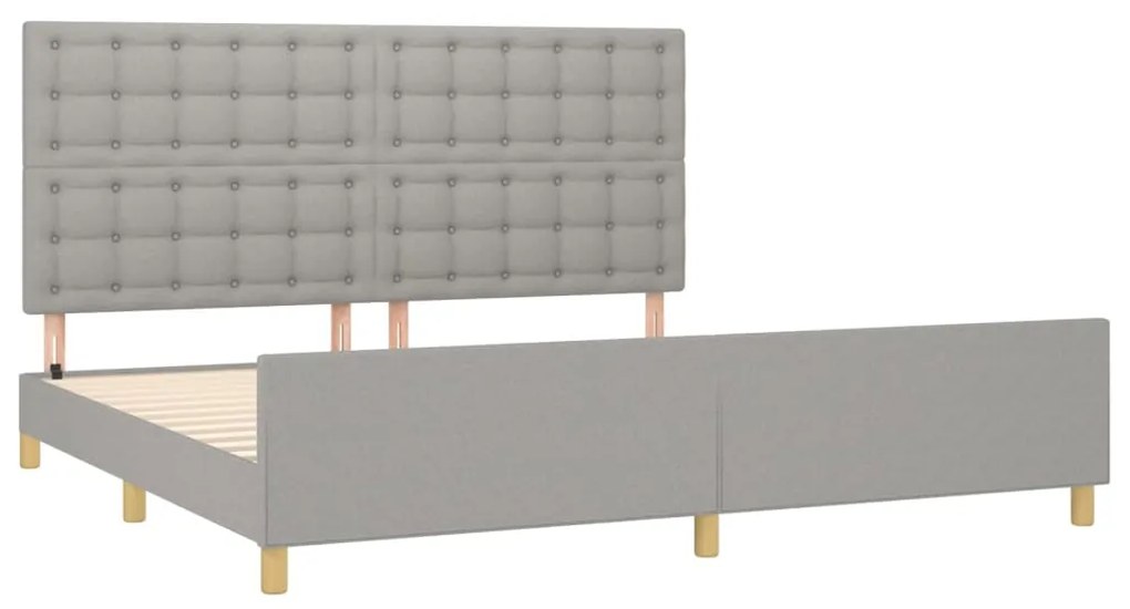 Estrutura de cama sem colchão 200x200 cm tecido cinzento-claro