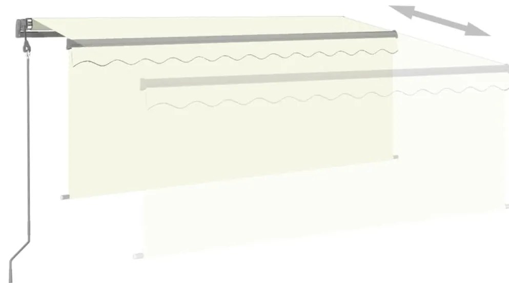 Toldo automático c/ estore/LED/sensor de vento 3x2,5m cor creme