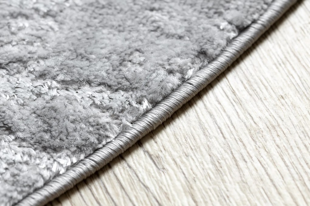 Tapete MEFE moderno Circulo 8722 Linhas vintage - Structural dois níveis de lã cinza cinzento / branco