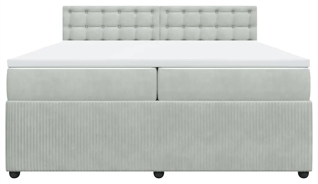 Cama com molas/colchão 200x200 cm veludo cinzento-claro