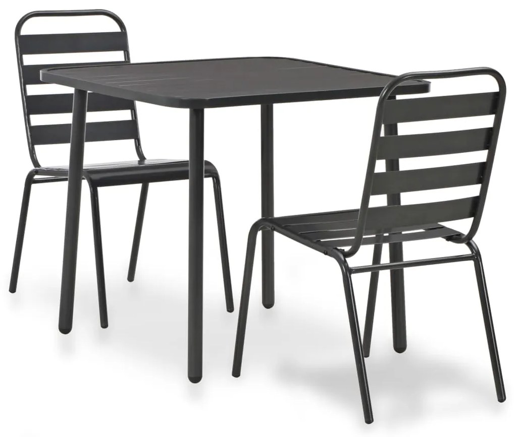 44261 vidaXL 3 pcs conjunto bistrô aço cinzento escuro