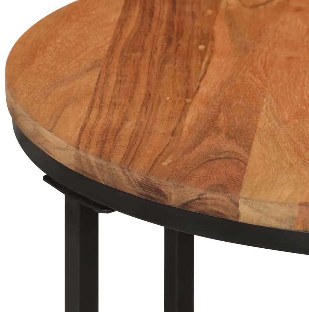 Mesa de centro 45x45x35 cm madeira de acácia maciça e ferro