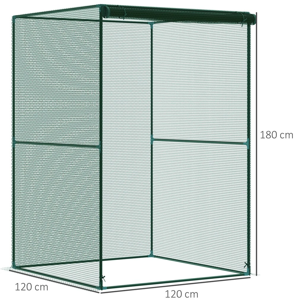 Estufa para Cultivo Estufa para Plantas com Porta Enrolável e Estrutura de Aço para Jardim Varanda Pátio 120x120x180 cm Verde