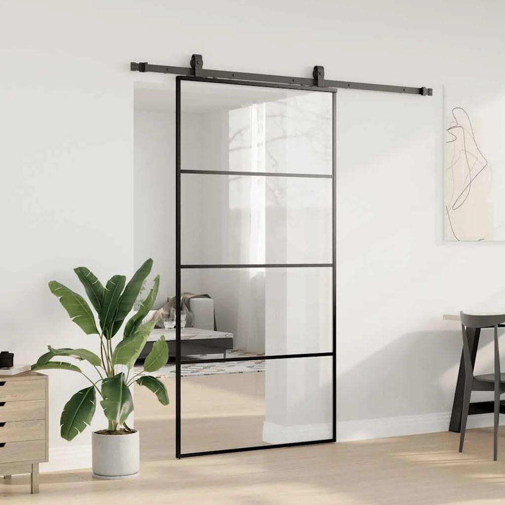 Porta desliz. c/ conj. ferragens 102,5x205cm vidro ESG preto