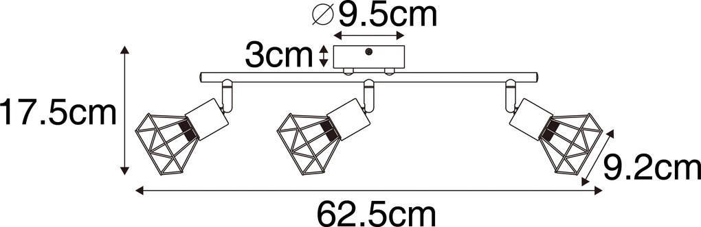 Projetores pretos com madeira rotativos e inclináveis 3-luzes - Mosh