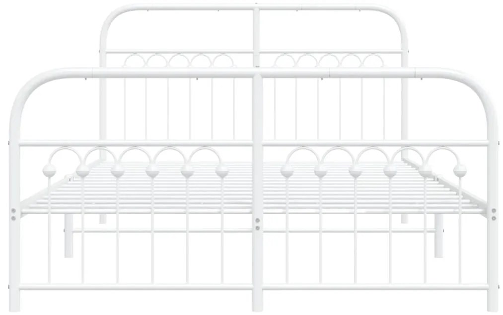 Estrutura de cama com cabeceira e pés 140x200 cm metal branco