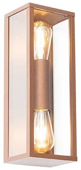 Candeeiro de parede industrial castanho enferrujado 38 cm 2 luzes IP44 - Charlois Industrial,Design