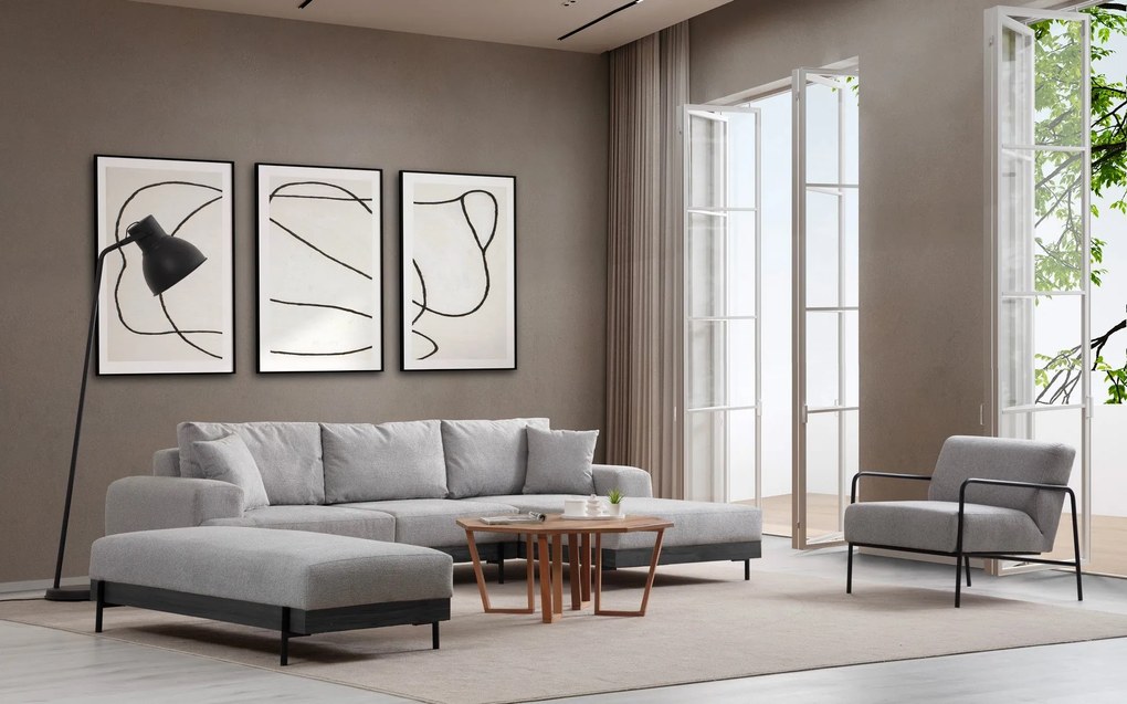 Sofá de Canto Eti – Cinzento – 280 x 170 cm
