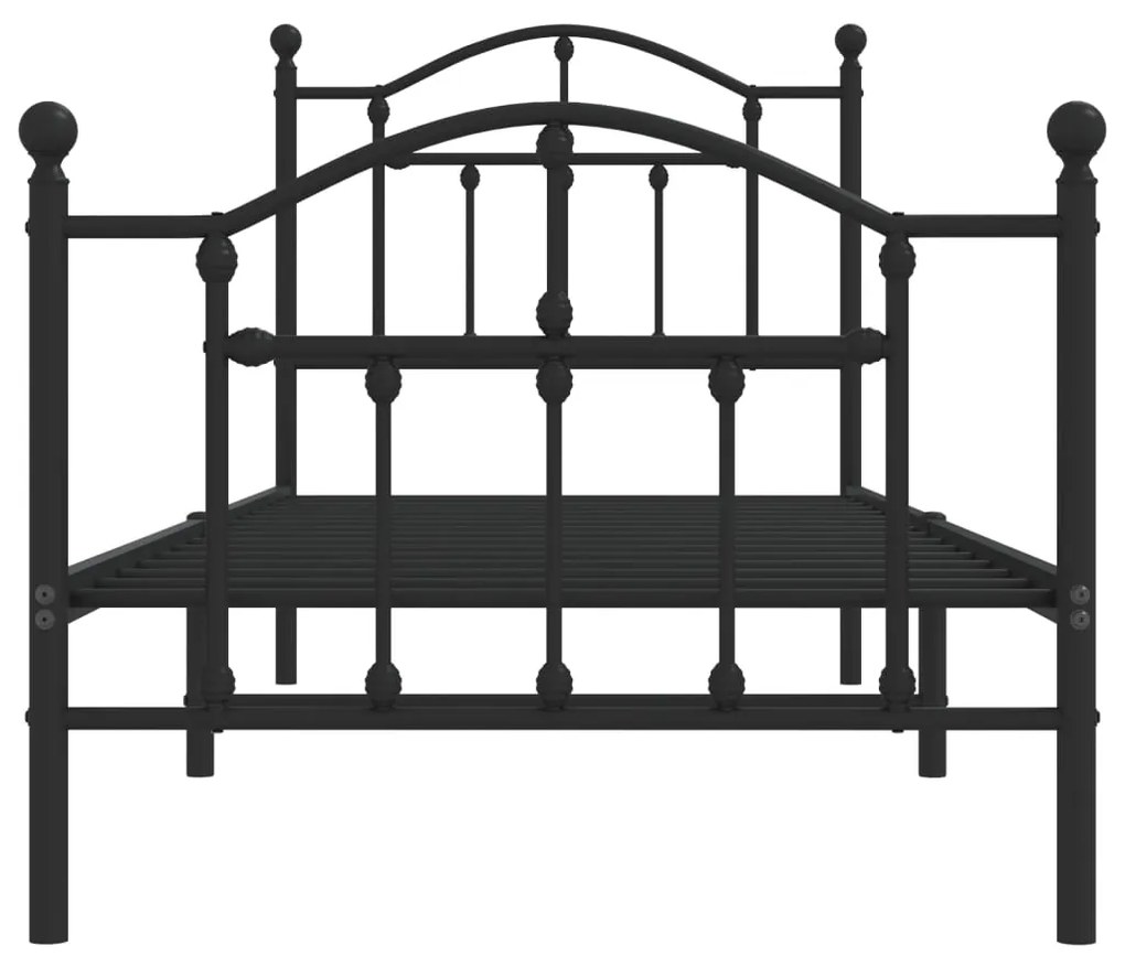 Estrutura de cama com cabeceira e pés 90x190 cm metal preto