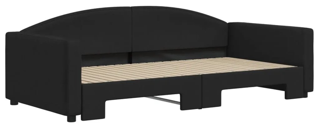Sofá-cama com gavetão 100x200 cm tecido preto