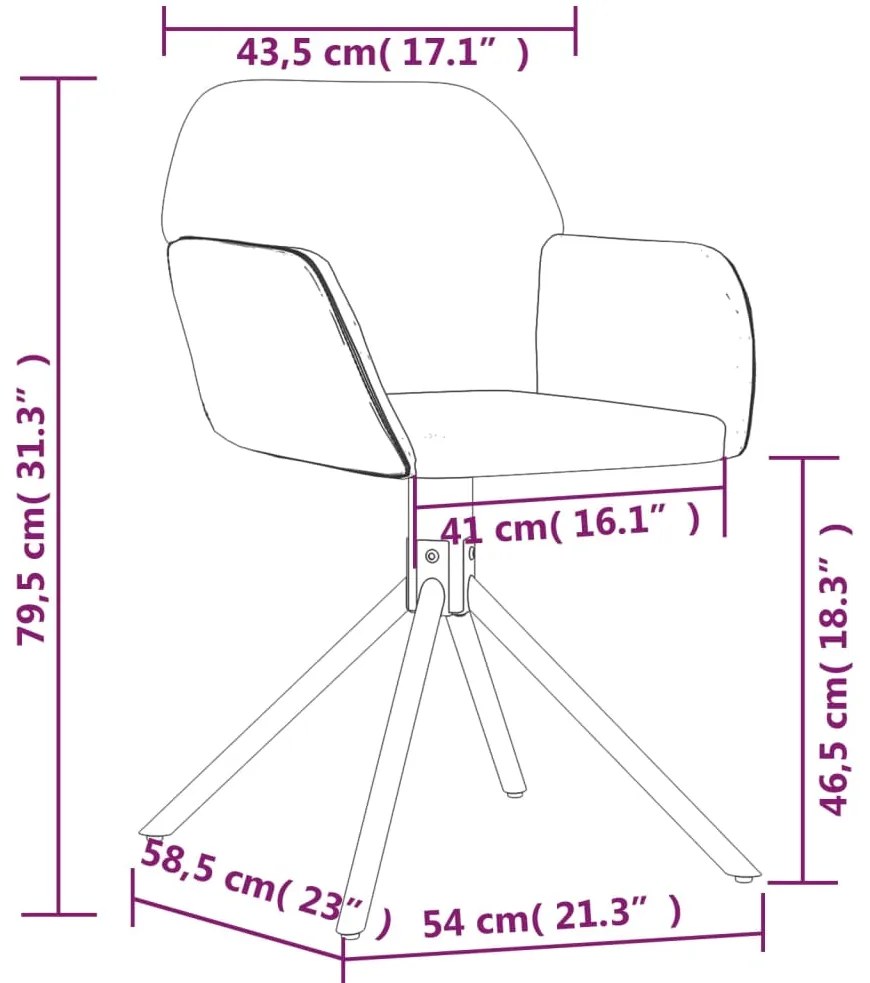 Cadeiras de jantar giratórias 2 pcs veludo cinzento-escuro