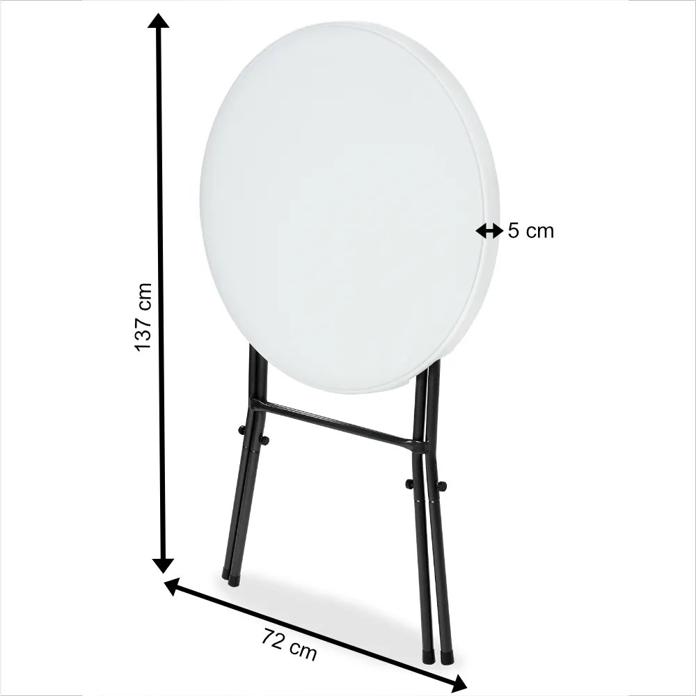 Mesa alta bar jardim em plástico Ø72 cm, dobrável branca