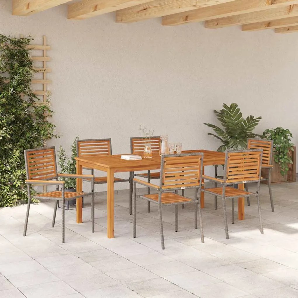 Conjunto de Jantar de Jardim 7 pcs Cinzeto 180 x 90 x 75 cm