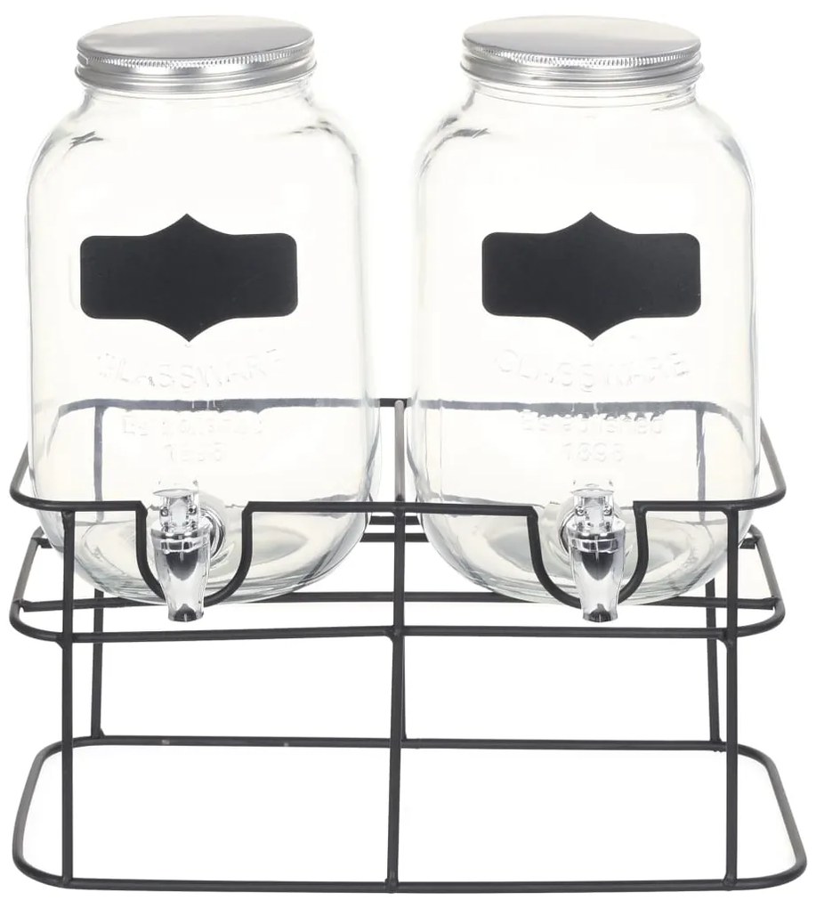 Dispensadores de bebidas 2 pcs com suporte 2 x 4 L vidro