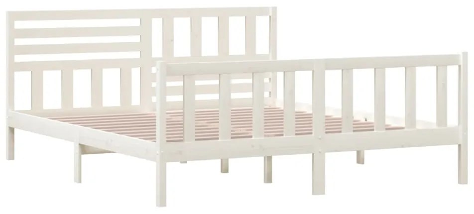 Estrutura de cama super king 180x200 cm madeira maciça branco