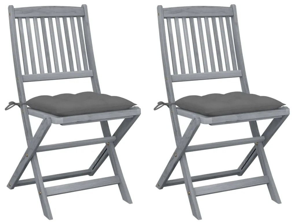 vidaXL Cadeiras exterior dobráveis c/ almofadões 2 pcs acácia maciça