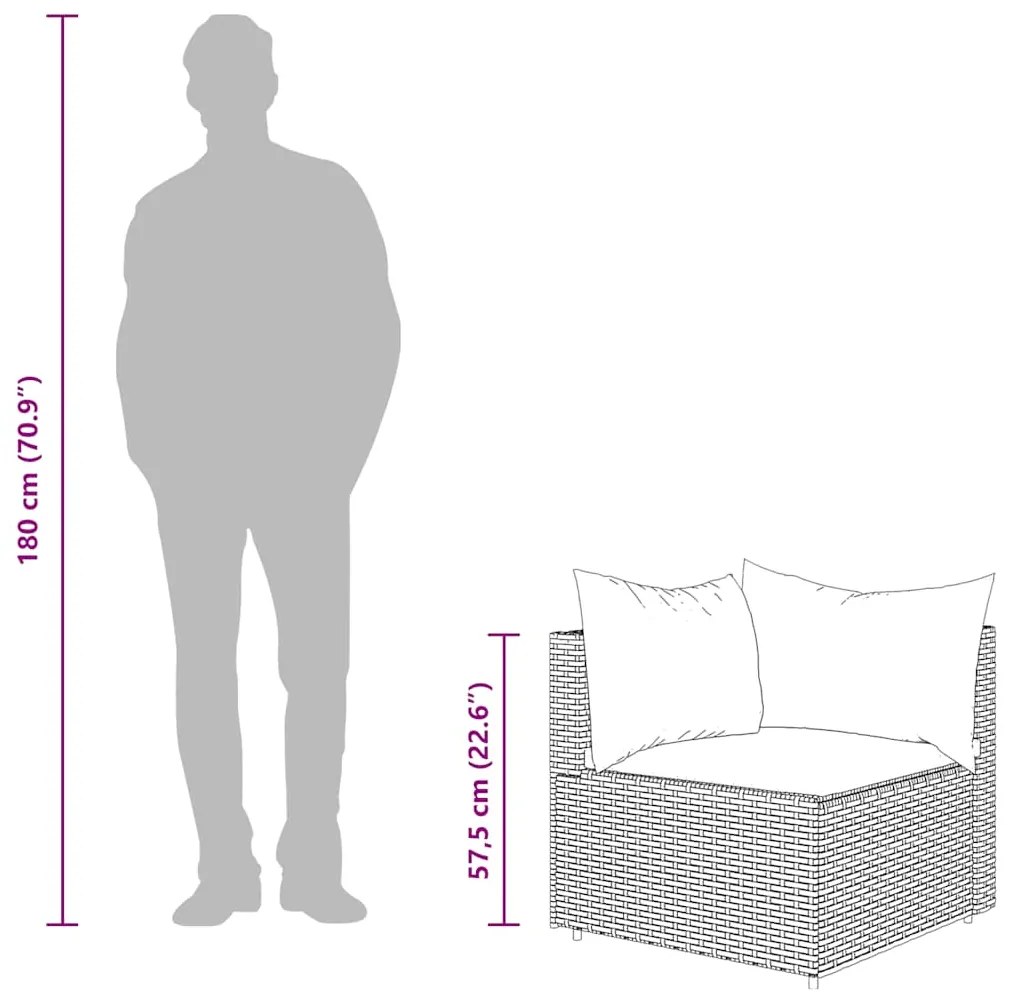 4 pcs conjunto lounge de jardim c/ almofadões vime PE preto