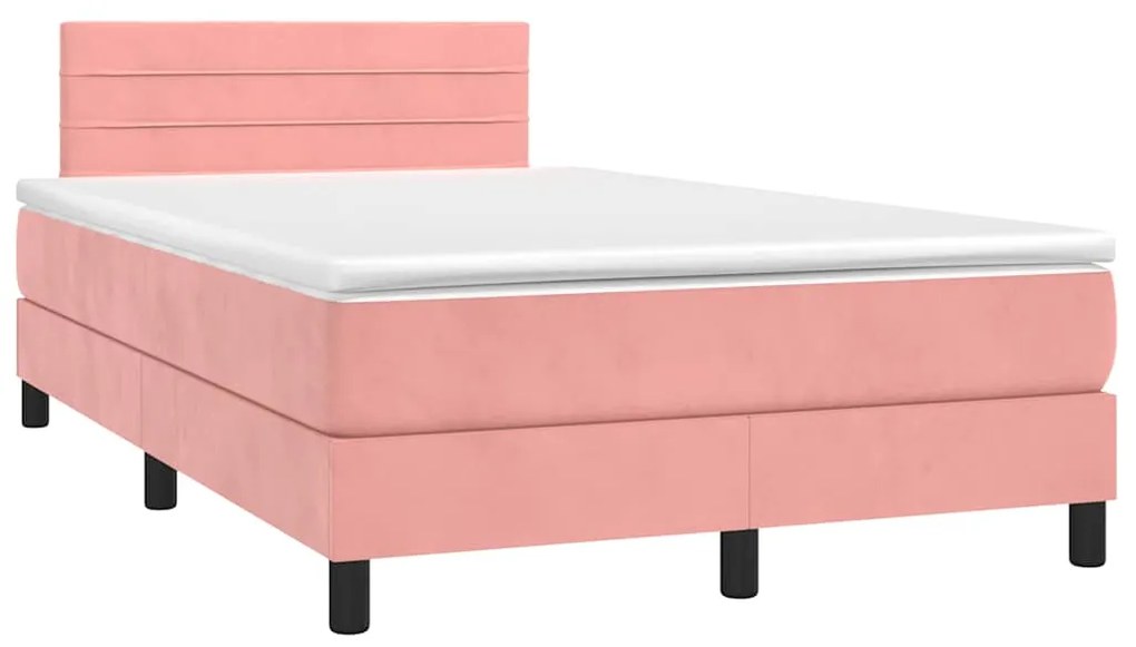 Cama box spring c/ colchão luzes e LED 120x190 cm veludo rosa