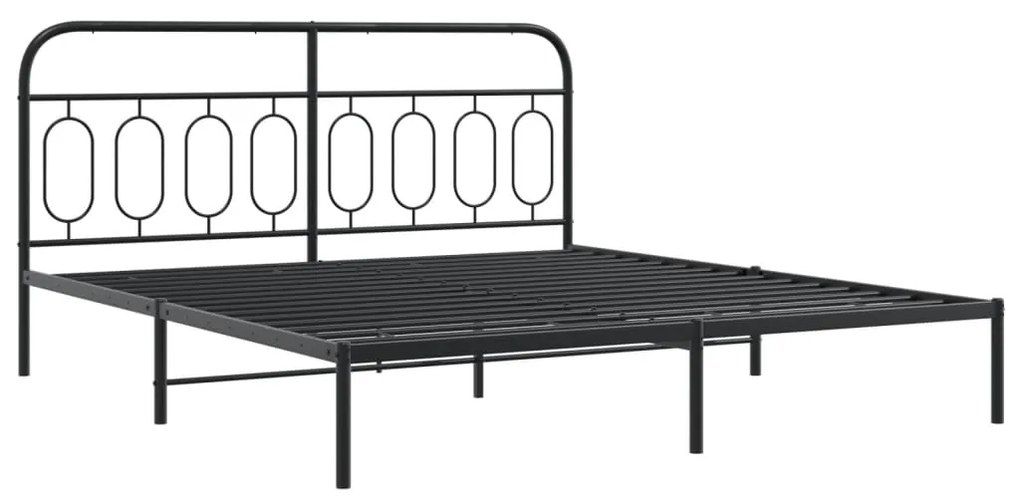 Estrutura de cama com cabeceira e pés 193x203 cm metal preto