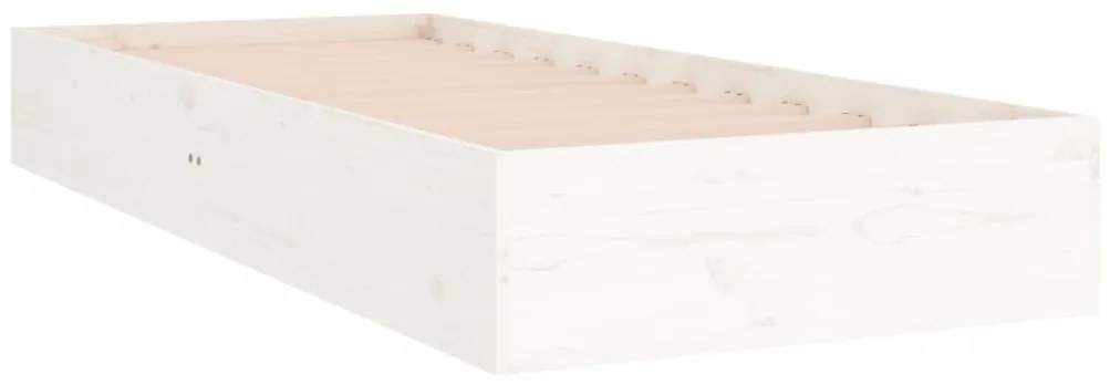 Estrutura de cama solteiro 90x190 cm madeira maciça branco