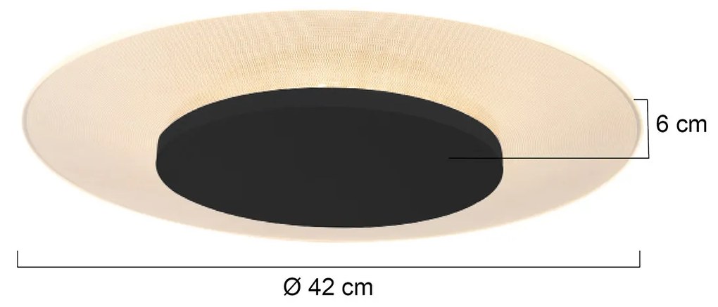 Moderne plafondlamp wit met zwart 42cm incl. LED - Lido Moderno