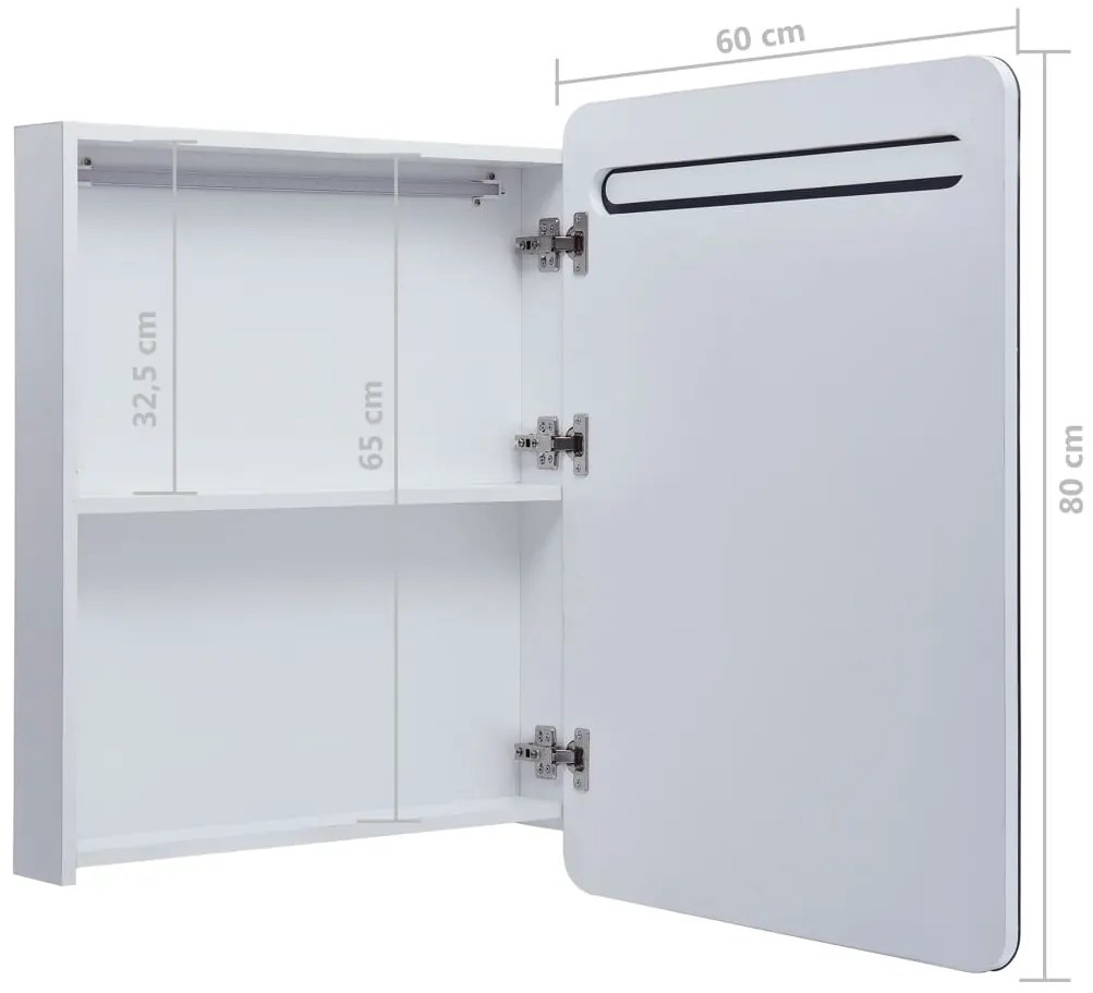 Armário espelhado para casa de banho com LED 60x11x80 cm