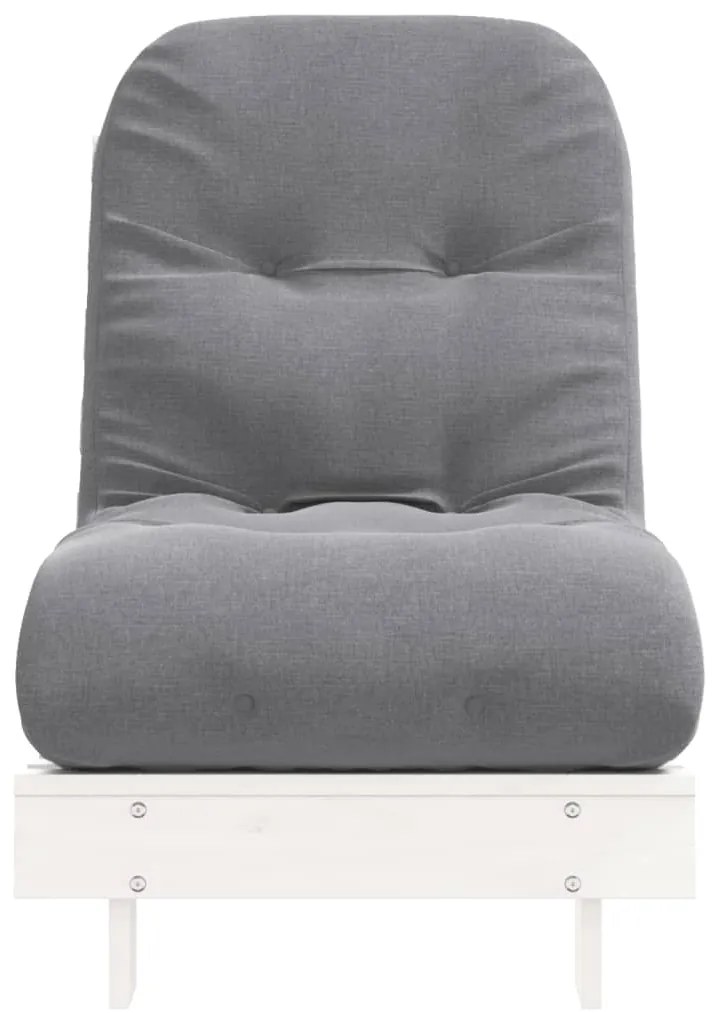 Sofá-cama futon com colchão 60x206x11 cm pinho maciço branco