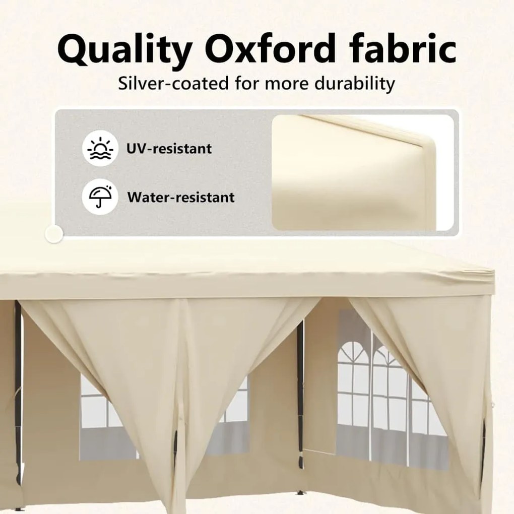 Tenda para festas dobrável com paredes laterais 3x6 m creme