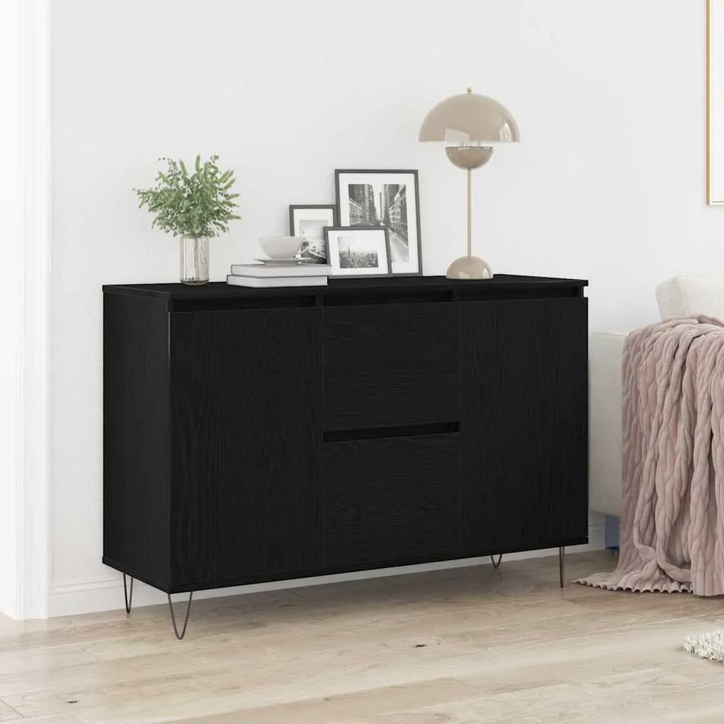 Buffet vidaXL Madeira de Carvalho Preto 101,5x35x70 cm