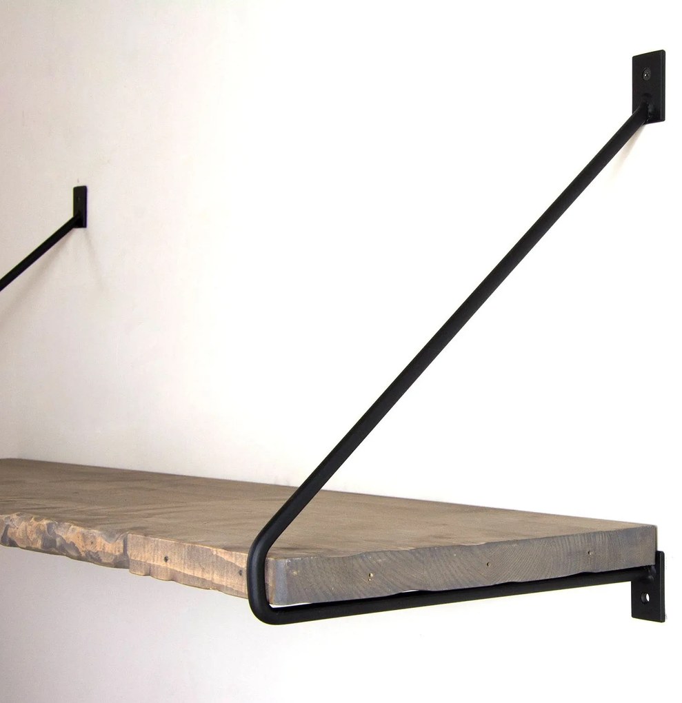 Prateleira Decorativa de Madeira Wr038 – Nogueira e Preto – 60x20x14 c