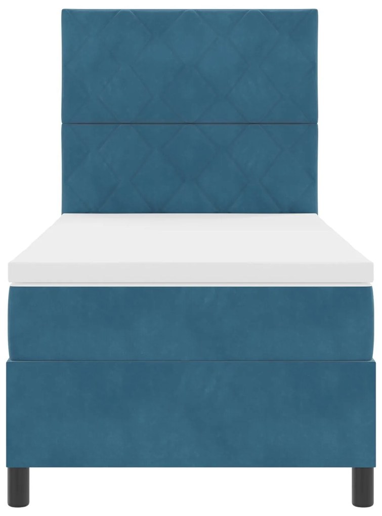 Cama Box com Colchão vidaXL Azul Escuro 90x200 cm Veludo