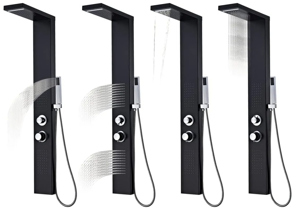 Chuveiro de Hidromassagem - Preto Mate - Design Moderno