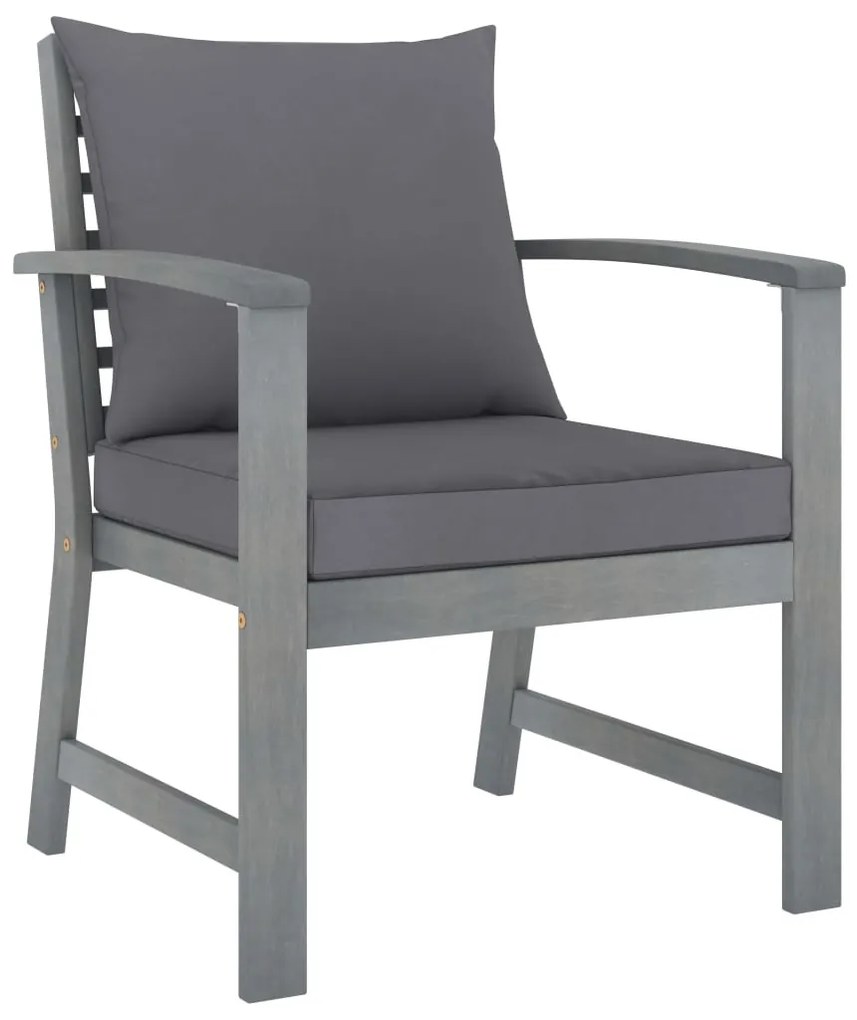 4 pcs conj. lounge jardim c/ almofadões madeira acácia maciça