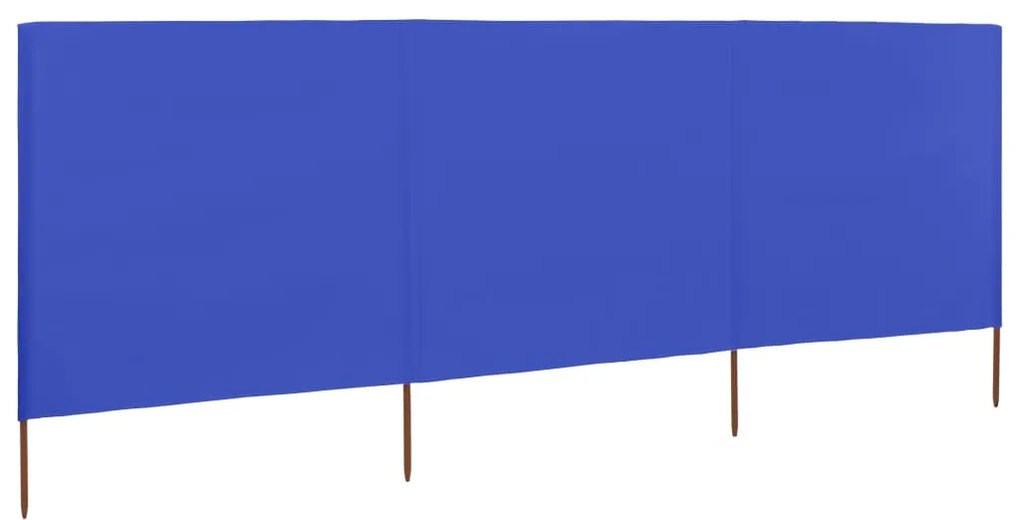 Para-vento com 3 painéis em tecido 400x120 cm azul-ciano