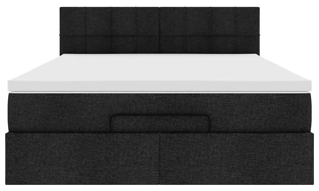 Cama otomana com colchão 140x190 cm tecido preto
