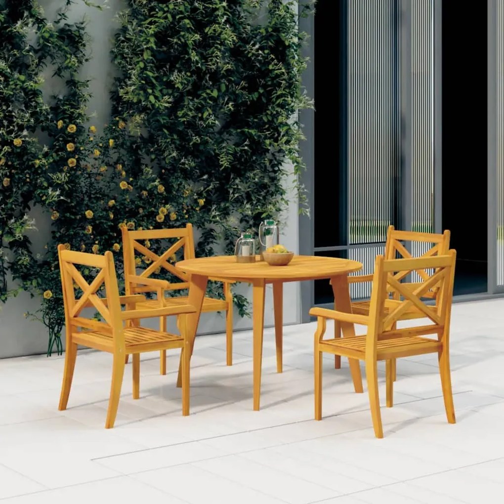 310301 vidaXL Mesa de jardim Ø110x75 cm madeira de acácia maciça