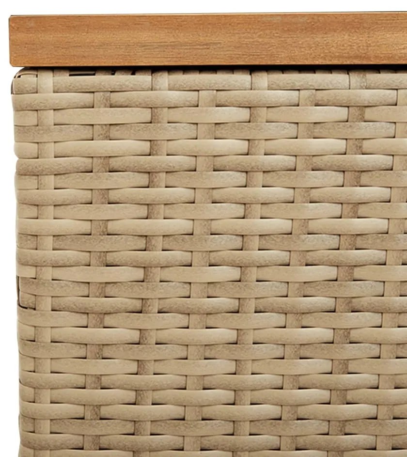 Caixa arrumação jardim 220x50x54 cm vime PE/acácia maciça bege