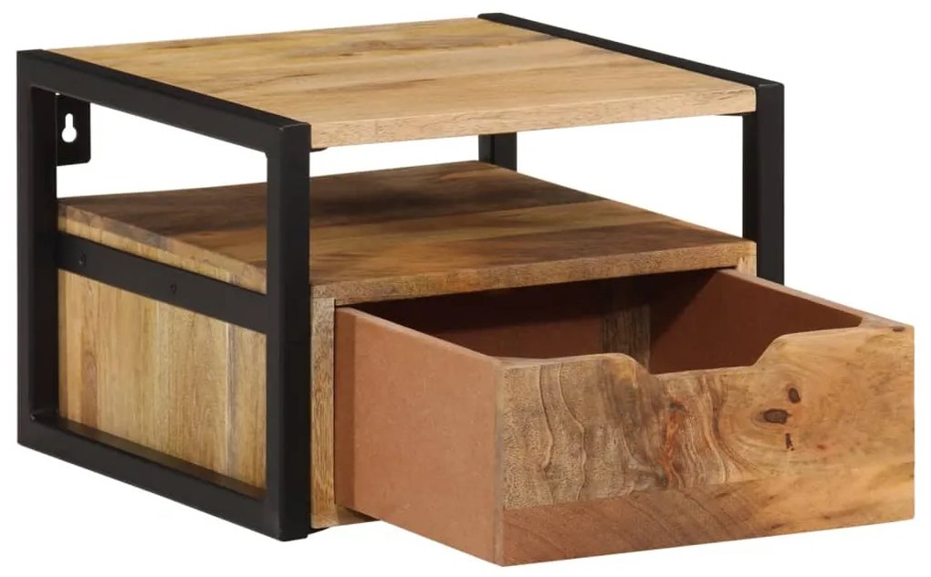 Mesa de cabeceira montagem na parede 35x35x25 cm madeira acácia