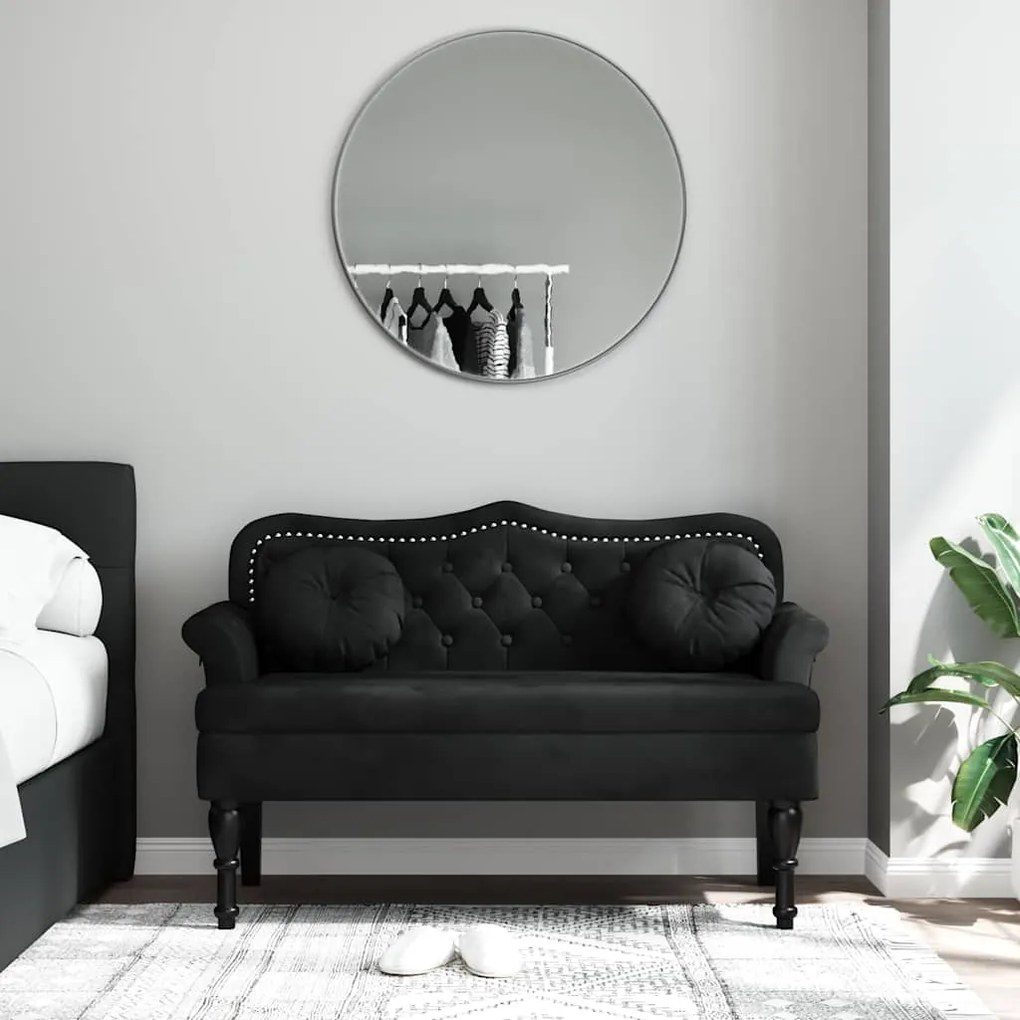 Banco com almofadões 120,5x65x75 cm veludo preto