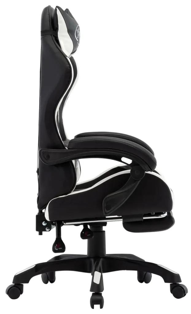 Cadeira estilo corrida c/ apoio pés couro artif. branco/preto