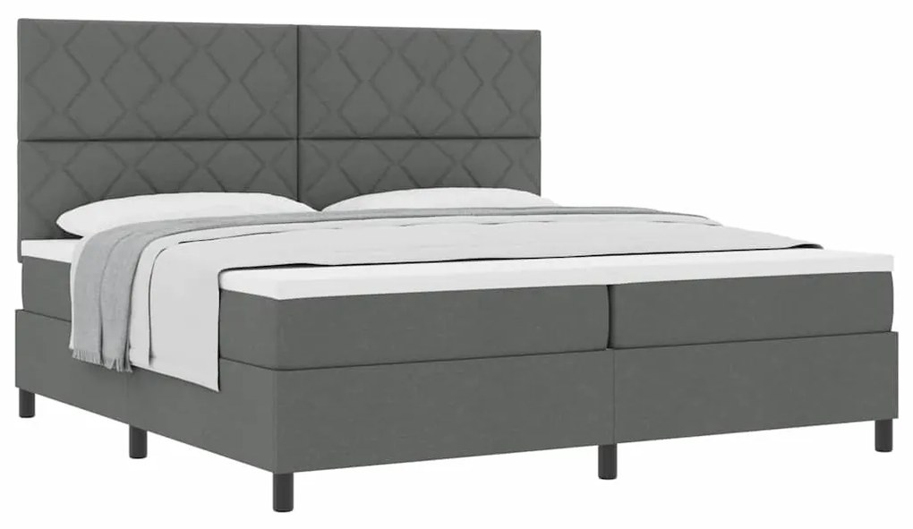 Cama Box Spring com Colchão Cinza Escuro 200x200 cm Tecido