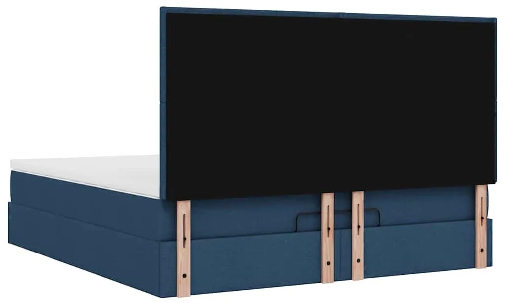 Estrutura de cama otomana com colchão 160x200 cm tecido azul
