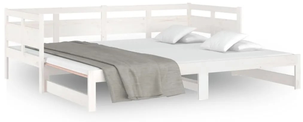 Estrutura sofá-cama de puxar 2x(80x200) cm pinho maciço branco