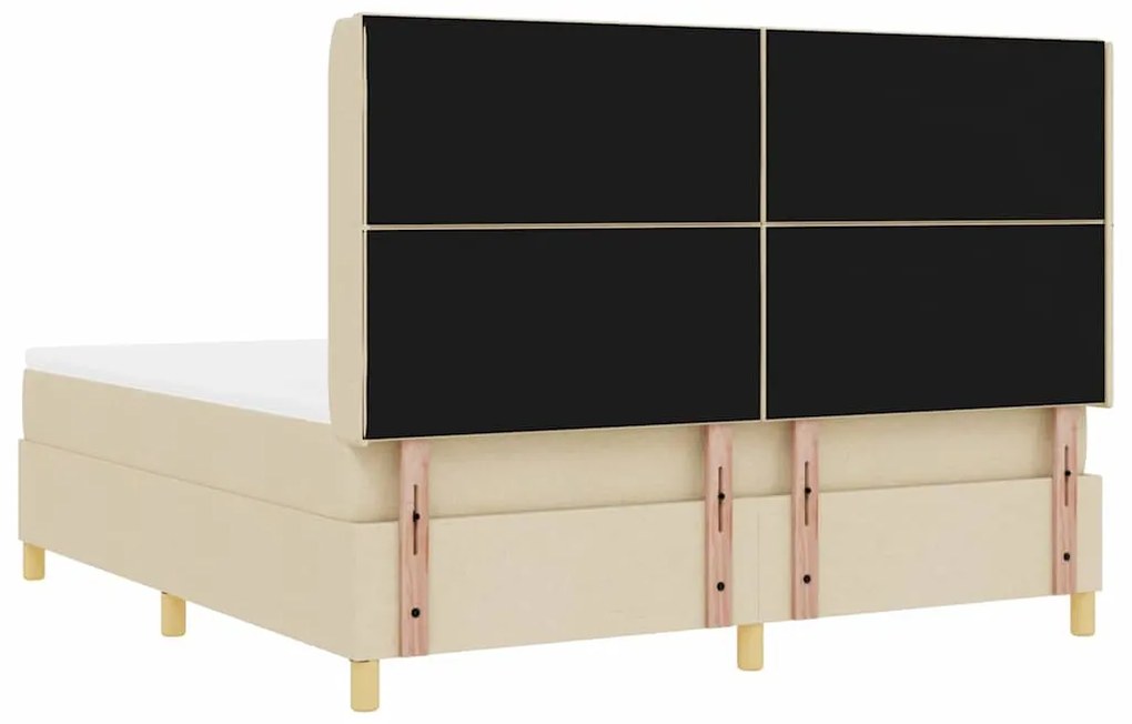 Cama Box com Colchão e LED Creme 180x200 cm Tecido
