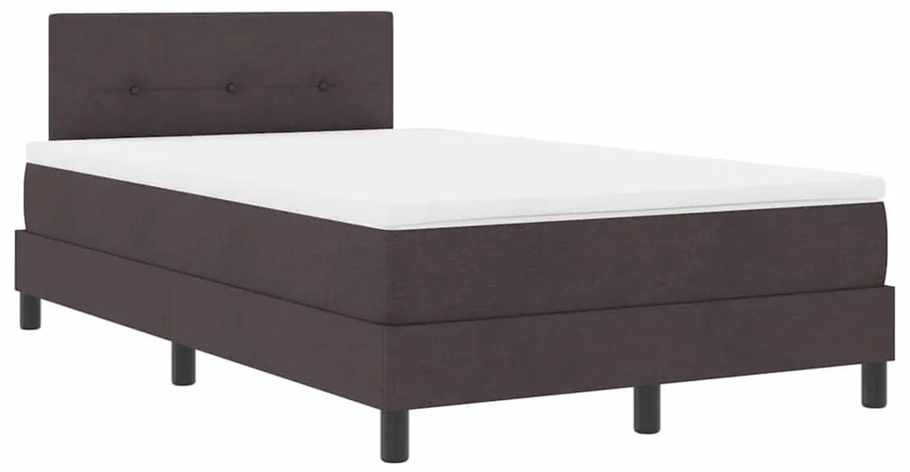 Cama Box Spring com Colchão &amp; LED Marrom Escuro 120x190 cm Tecido
