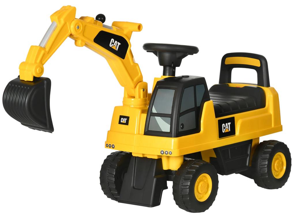 Escavadora com Licença Caterpillar Escavadora para Crianças com Pá Dianteira e Buzina 85x27,5x47,5 cm Amarelo